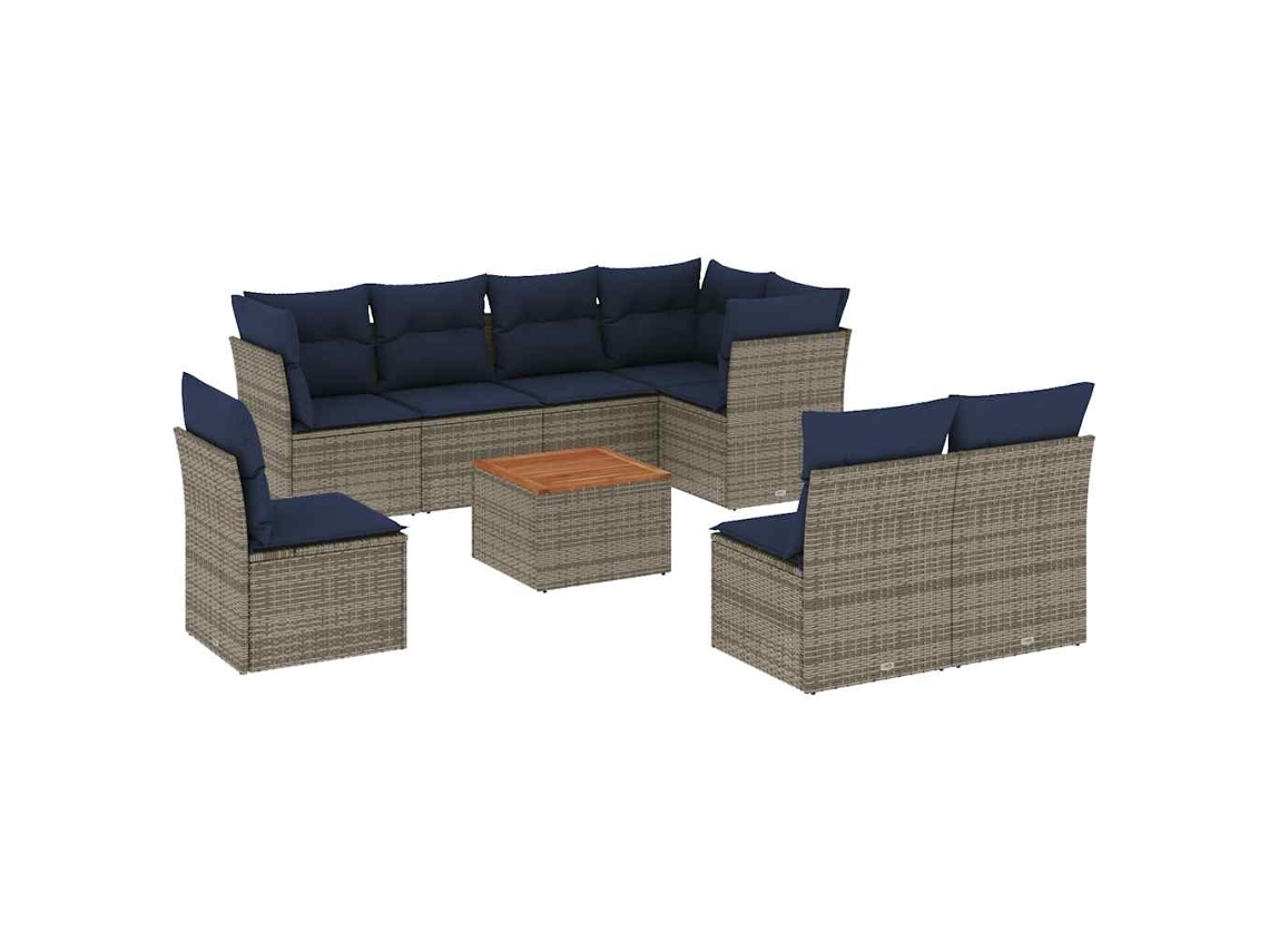 Conjunto de 9 Sofás P/ Jardim C/ Almofadões Vime Pe Cinzento MAISON EXCLUSIVE (9 pcs)