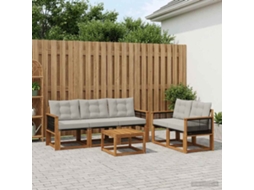Vidaxl Conjunto De Sofás Para Exterior 6 Pcs Natural E Cinzento-claro