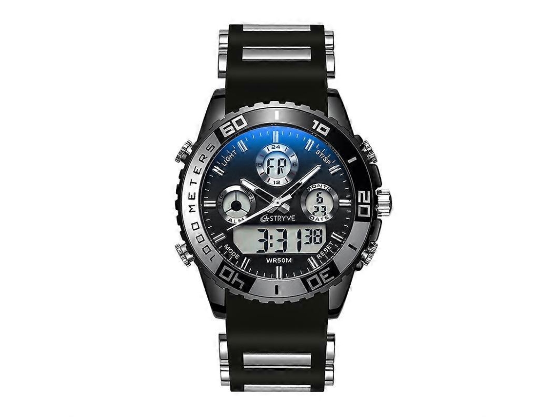 Relógio esportivo masculino Hengrongshen Stryve S8023 à prova d'água com alarme e cronômetro.