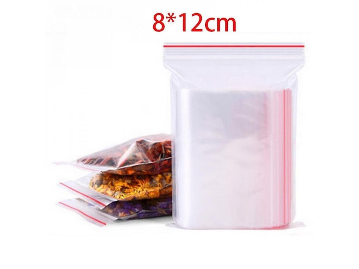 Sacos plásticos transparentes Rebe com fecho de correr para armazenamento de alimentos, 100/300/500 unidades, 300 unidades, 8x12cm
