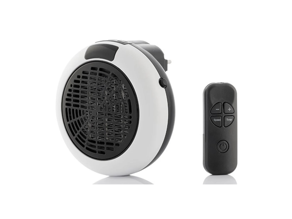 Aquecedor de Ventoinha Branca com Plugue 600W Branco com Controle Remoto AURUM