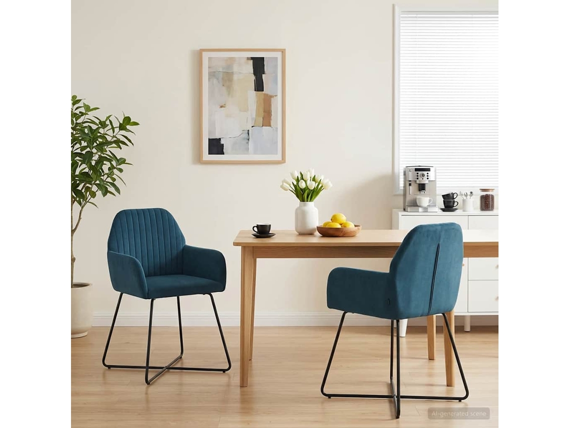 Vidaxl Cadeiras De Jantar 2 Unid. Veludo Azul 55 X 50 X 84 Cm