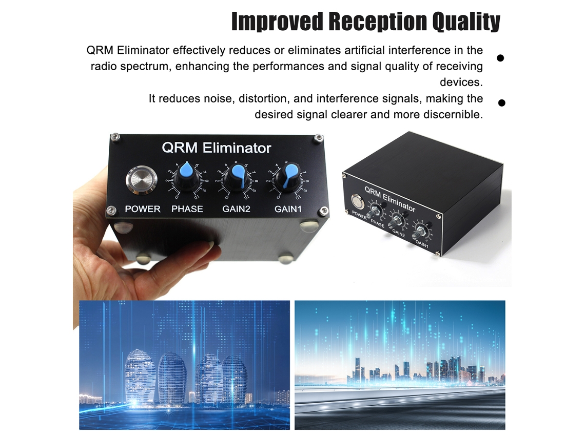Eliminador de QRM Profissional YURU X phase 30 MHz, Banda HF, Controle PTT, Liga de Alumínio