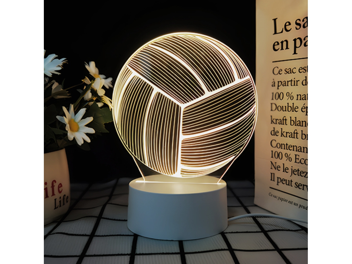 Basquete, Futebol, Luz Noturna 3d, Luminária de Mesa Ambiente com Interruptor Tri, Band Usb 205 Vôlei BRILVIBERA
