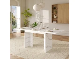 Mesa Jantar Extensível Mármore Branco 140/180x80cm, 6-8p. Cs