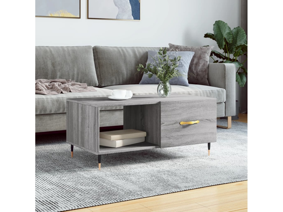 Vidaxl Mesa De Centro 90x50x40 Cm Derivados De Madeira Cinzento Sonoma