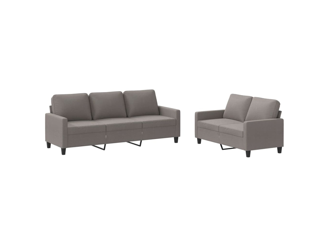 2 Pcs Conjunto Sofás com Almofadões Tecido Cinza acastanhado MAISON EXCLUSIVE