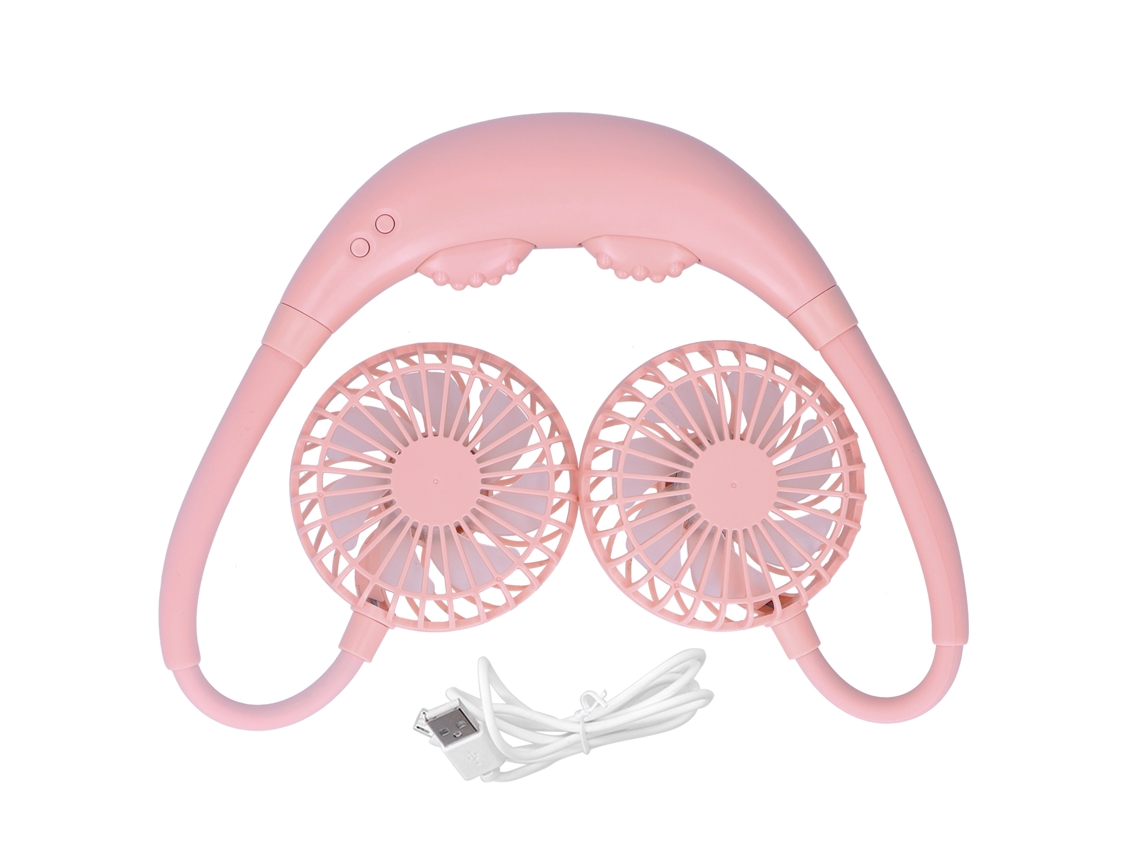 Ventilador Portátil de Pescoço com Massagem e Luzes Coloridas