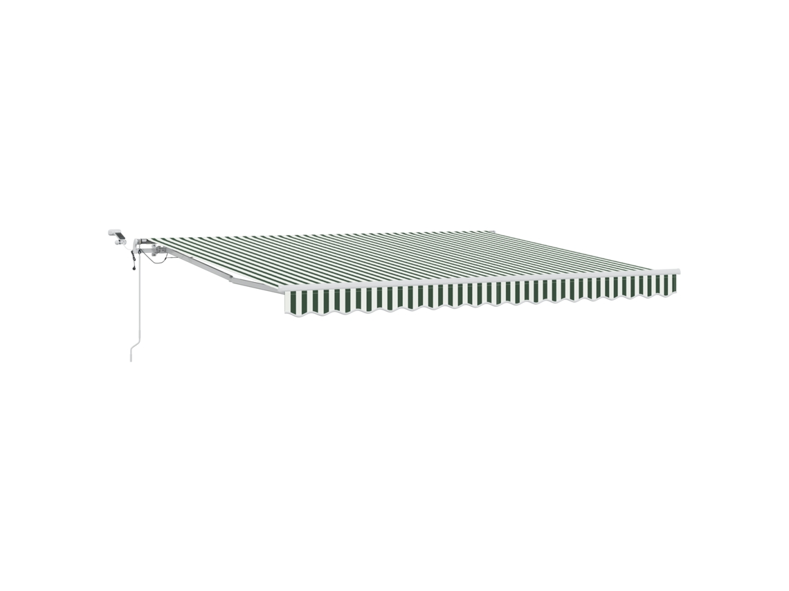 Toldo Retrátil Automático Com Led Verde E Branco Vidaxl Verde Poliéster (400 X 300 Cm)