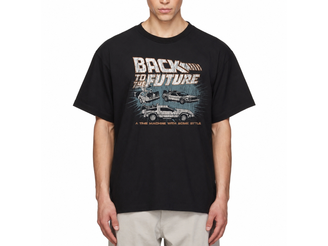 Rockinstone Back To The Future Movie Cars Black Adult T-shirt Size:m