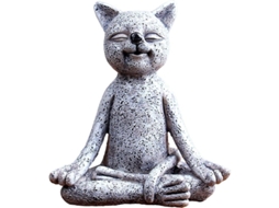 Escultura De Animal En Meditación Gato 10.3x5.8x9cm Resina Decoración Jardín Zen Regalo Yoga Hogar