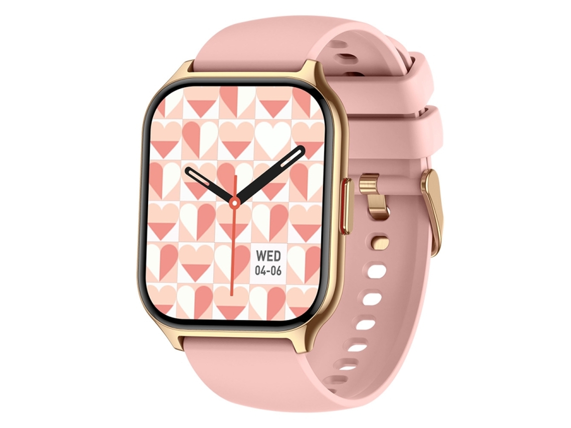 (rosa) Smartwatch Quadrado Para Monitoramento De Saúde, Oxigenação Sanguínea, Sono E Frequência Cardíaca.