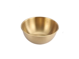 Tigela de Cozinha em Aço Inoxidável , Estilo Coreano, para Salada de Frutas, com Marcações de Nível. MDUG (19 Cm, Dourada)