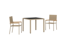 Maison Exclusive - Conjunto Jantar Para Jardim 3 Peças Bege Vime Pe