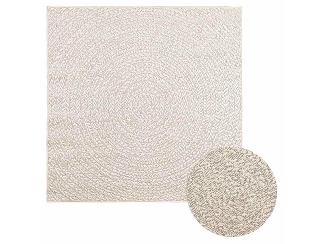 Vidaxl Tapete Zizur Creme 120x120cm Aspeto De Juta Interior E Exterior