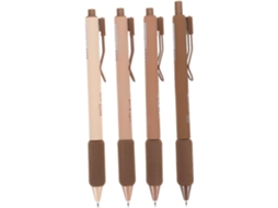 Conjunto De 4 Canetas Ergonômicas Com Tinta Preta E Botão Pressão Para