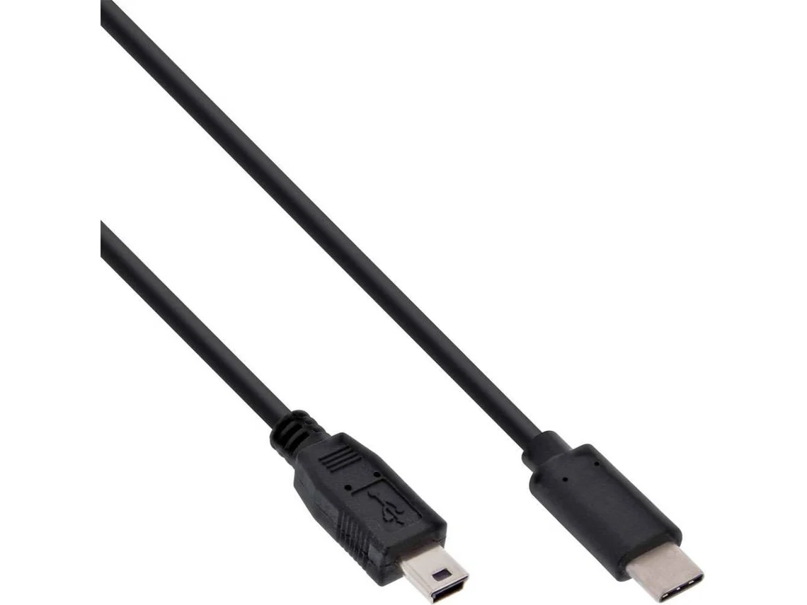 Cabo USB INLINE USB C/Mini-USB B 1 m Macho/Macho Preto