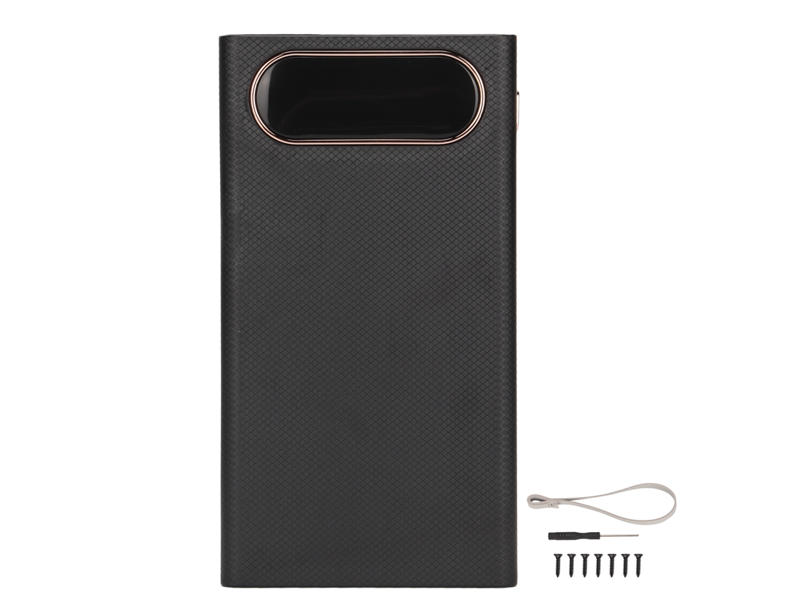 Case Para Power Bank Portátil Diy 18650 Com 12 Baterias Lcd Display 2 Led Luzes 10w Preto