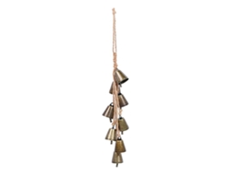 Conjunto de Sinos de Bronze Antigo com Corda de Linho Natal