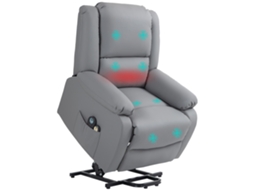 Cadeira Elétrica Elevadora com 8 Pontos de Massagem, Função de Aquecimento, 2 Controles Remotos e Bolso Cinza Ge