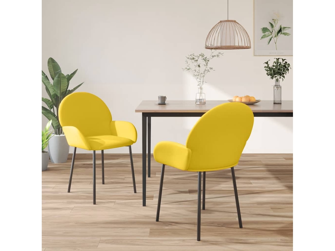 Vidaxl Cadeiras De Jantar 2 Pcs Veludo Amarelo