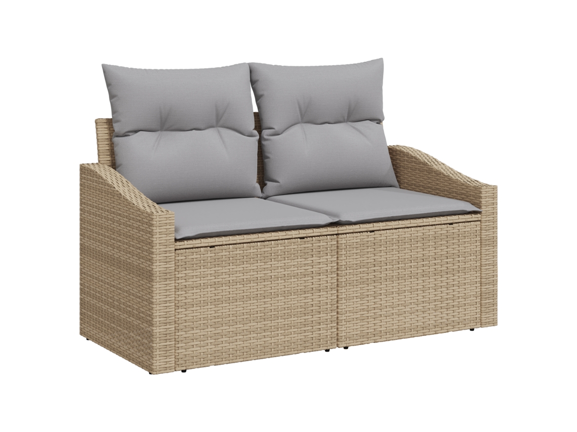 Conjunto 9 Móveis De Rattan Vidaxl Bege Vime Pe (110 X 55 X 71 Cm)