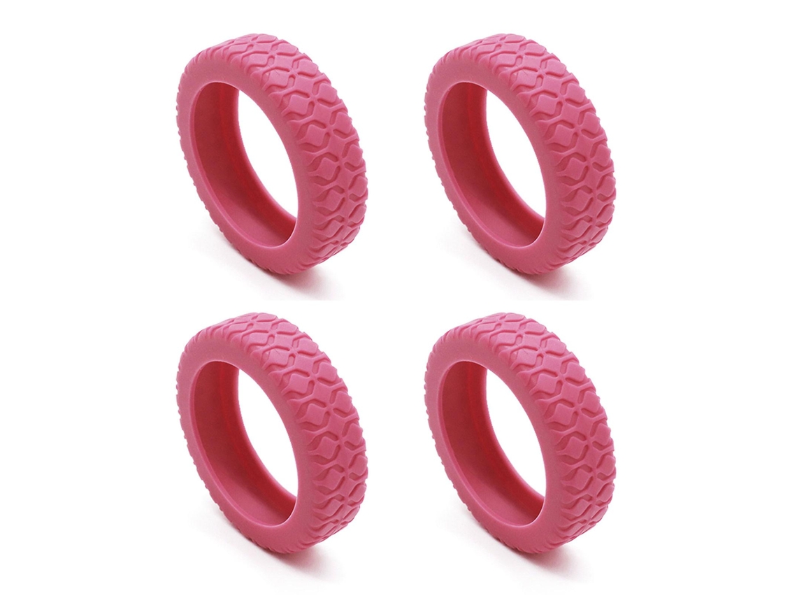 Capas Protetoras Silenciosas de Silicone para Rodas Malas Bordo com 8 Giratórias, Rosa, Pacote com 4 Unidades BRILVIBERA