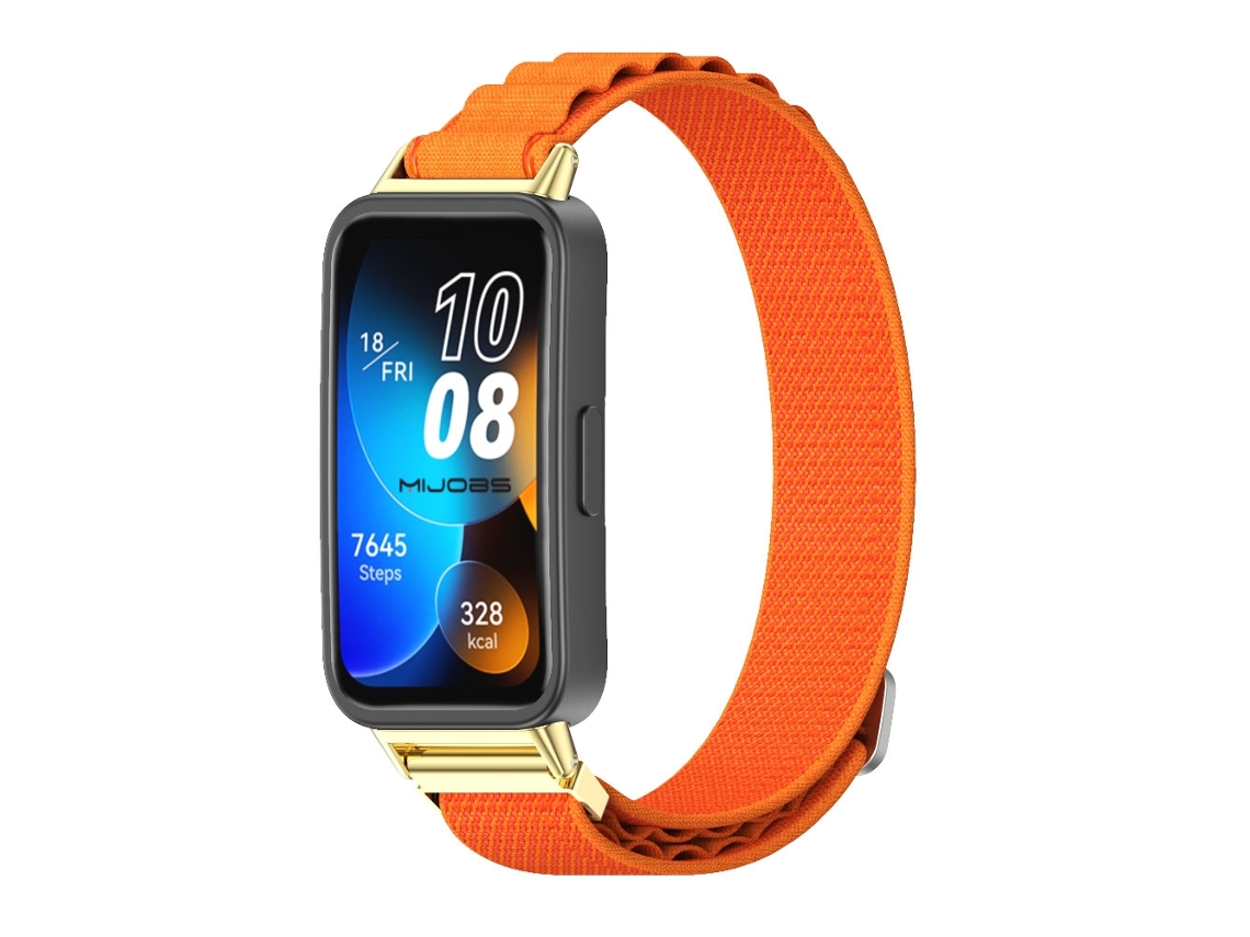Bracelete de Smartwatch para Huawei Band 8 Mijobs Nylon respirável (laranja + ouro)