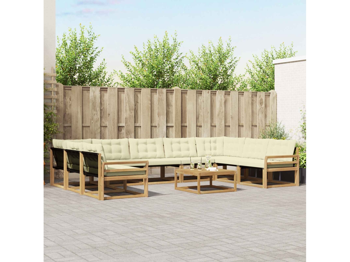 Vidaxl Conjunto De Sofás Para Exterior 10 Unid. Branco E Creme