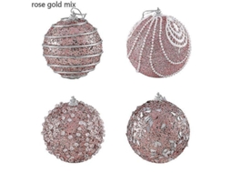 2/4 Peças Bolas Pendentes De Natal De 8cm Com Lantejoulas Brilho Para Árvore Festa Lar Decoração Ano Novo 2023 4 Peças Mezcla De Oro Rosa