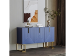 Aparador Moderno 3 Portas Prateleiras Ajustáveis Azul Marinho VELTRIX