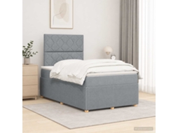 Vidaxl Cama Box Com Led E Colchão Cinzento-claro 120 X 190 Cm Tecido