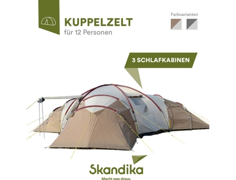 Tenda Familiar SKANDIKA  /Grupos Turim 12 Pessoas Rede Mosquiteira 3Xcabins