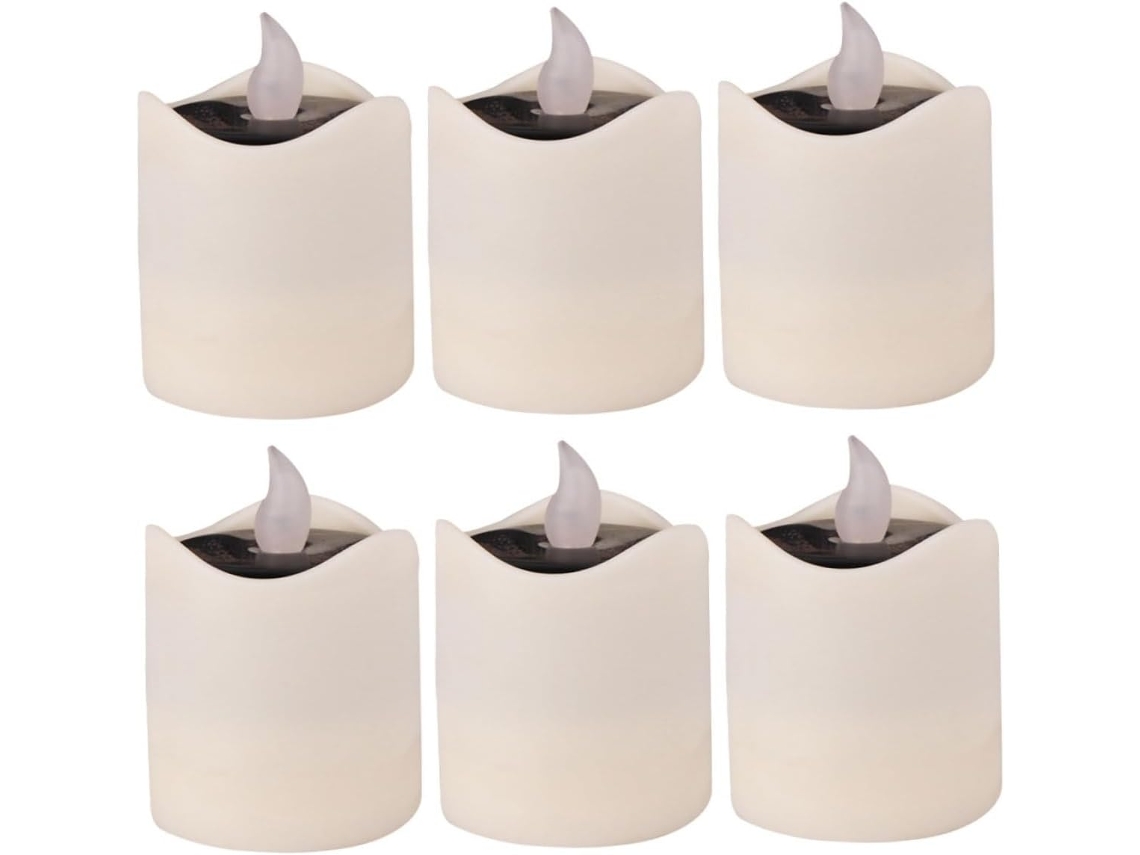Conjunto De 6 Velas Solares Led Recarregáveis Para Decoração Interna E Externa, Resistentes À Água, Gokoco