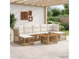 Vidaxl Conjunto De Sofá De Jardim 8 Unid. Natural E Branco Creme