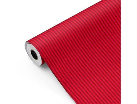 Bobina De Papel De Presente, Rolo Grande 62cm X 100m • Cor Vermelha Listras Infinity • Ideal Para Lojas Comércio Fiesta Paper