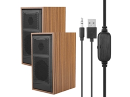 Mini Coluna De Madeira Pequena Computador Desktop Pc Alto-falante Com Fio Usb Cor Madeira