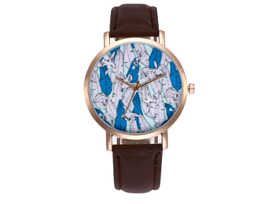 Relógio de Pulso Feminino Zhoulianfa de Quartzo com Pulseira de Couro Pu Café