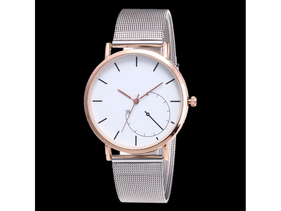 Reloj De Cuarzo Unisex Con Correa De Malla Casual Oro Rosa