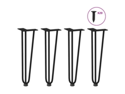 Vidaxl Pernas de Grampo para Mesa de Centro 4 Peças Pretas 42 Cm Aço Maciço