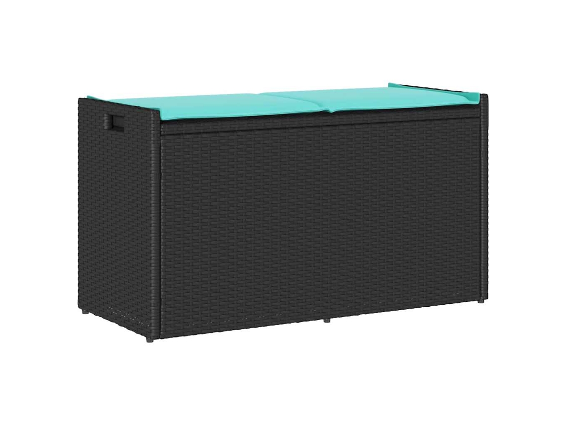 Vidaxl Banco De Arrumação Exterior Com Almofadão 100 Cm Vime Pe Preto