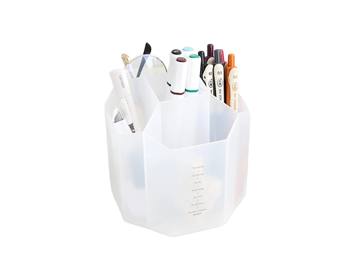 Organizador De Secretária Giratório Com Porta Lápis, Pincéis De Arte, 5 Compartimentos, Branco, Presente Para Professores, Colegas E Amigos