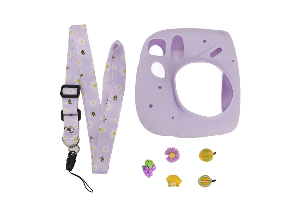 Instant Camera Lightweight Cover With Shoulder Strap Soft Silicone Protective Case For Instax Mini 7 Plus Purple Fruit LAXISCREED