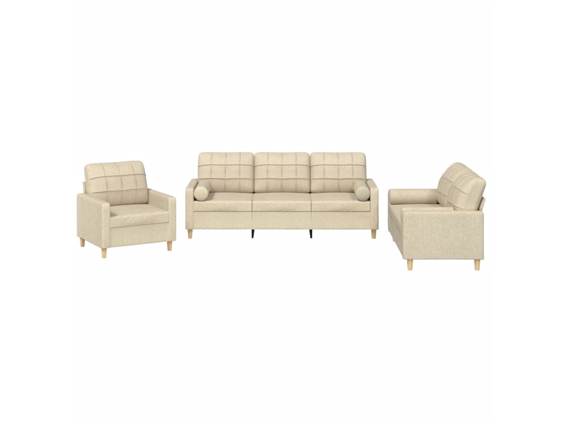 Sofa Set, Sofa Sets Vidaxl Creme Tecido (n/a)