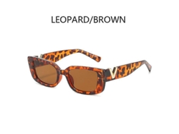 Óculos De Sol Retangulares Retrô Femininos, Armação Pequena, Estilo Olho De Gato, Clássico, Preto, Quadrado, Uv400, Marrom Leopardo