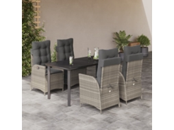 Vidaxl 5 Pcs Conjunto De Jantar P/ Jardim C/ Almofadões Cinzento Claro