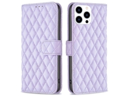 Capa De Couro Com Padrão De Losangos Para Iphone 16 Pro