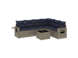 Conjunto de Sofá de Jardim, 7 Peças, Almofadas, Rattan Cinza MAISON EXCLUSIVE
