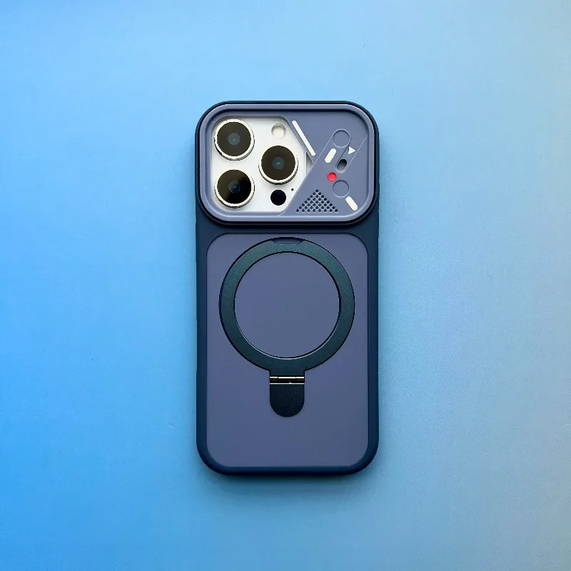 Capa Magnética Mecânica Dinâmica Para Iphone 14 Pro Max (azul), Com Suporte De Metal E Resistente A Impactos.