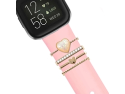 Bracelete Fitbit Versa 3 Pulseira com Adorno Crystal Rosa